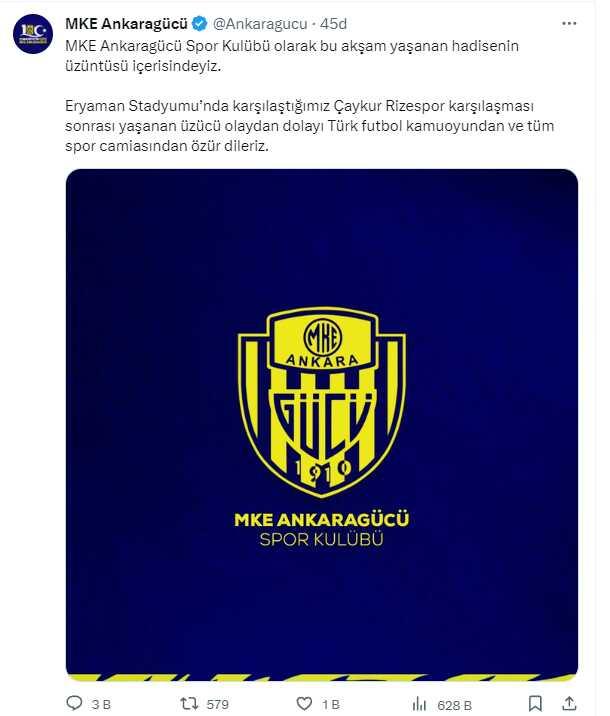 Ankaragücü Başkanı Faruk Koca, Rizespor maçı sonrası Hakem Halil Umut Meler'e yumruk attı