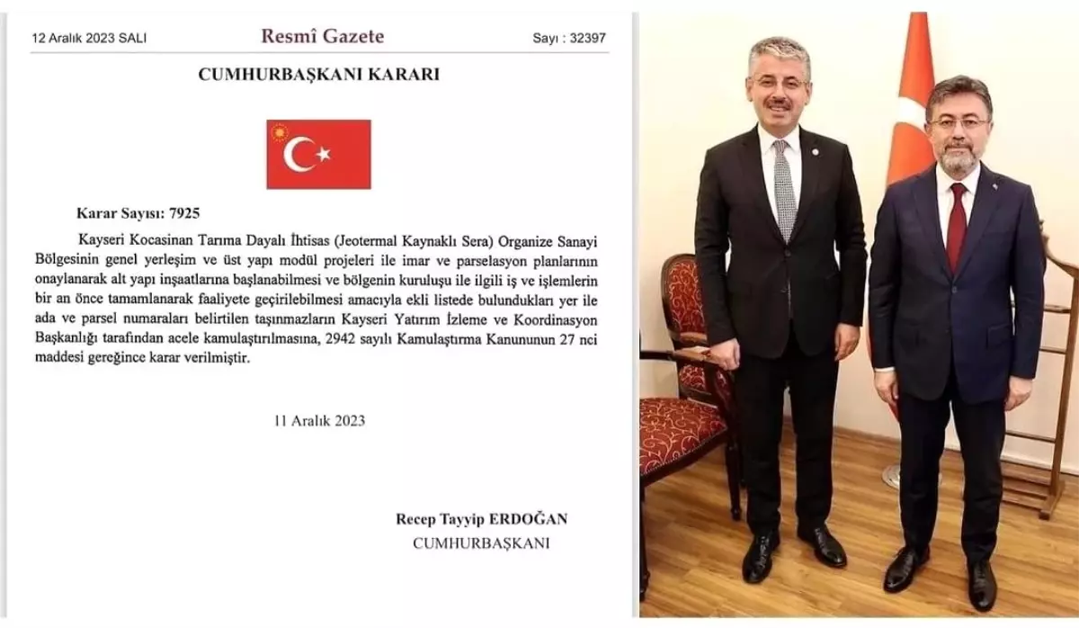 Jeotermal Kaynaklı Sera Organize Sanayi Bölgesi için büyük adım