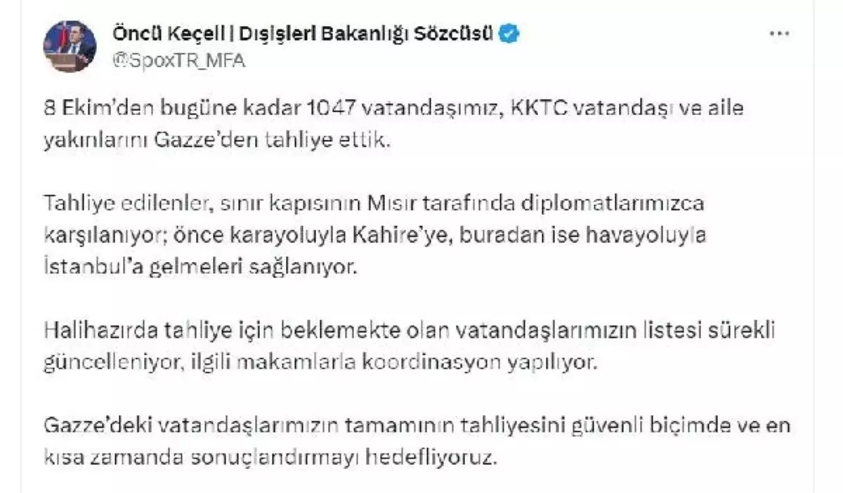 Gazze'den 1047 Türk Vatandaşı Tahliye Edildi - Haberler