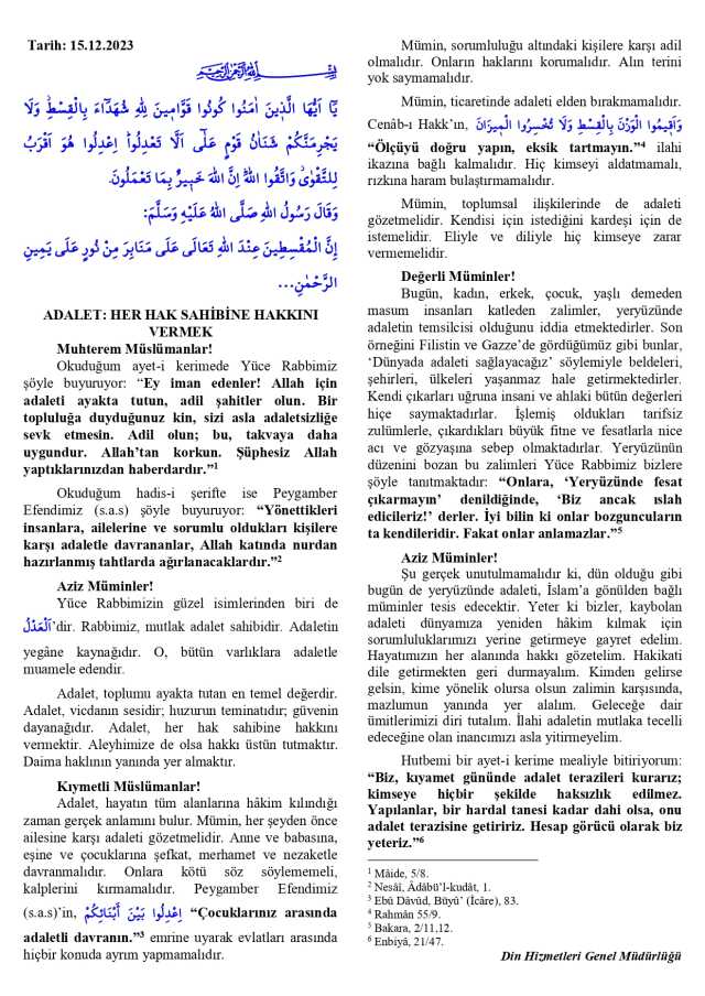 15 Aralık Cuma Hutbesi yayınlandı! 15 Aralık Cuma Hutbesi tam metni! Diyanet 15 Aralık Cuma Hutbesi! 15 Aralık Cuma Hutbesi yayınlandı! 15 Aralık Cuma Hutbesi tam metni! Diyanet 15 Aralık Cuma Hutbesi!
