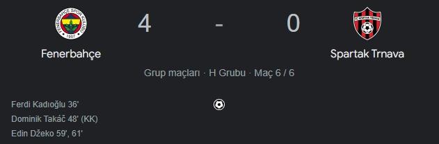 Fenerbahçe - Spartak Trnava maçı kaç kaç, bitti mi? MAÇ SKORU! Fenerbahçe - Spartak Trnava maçı kaç kaç, canlı maç skoru!