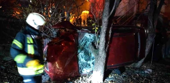 Amasya'da otomobil evin bahçesine uçtu, sürücü yaralandı