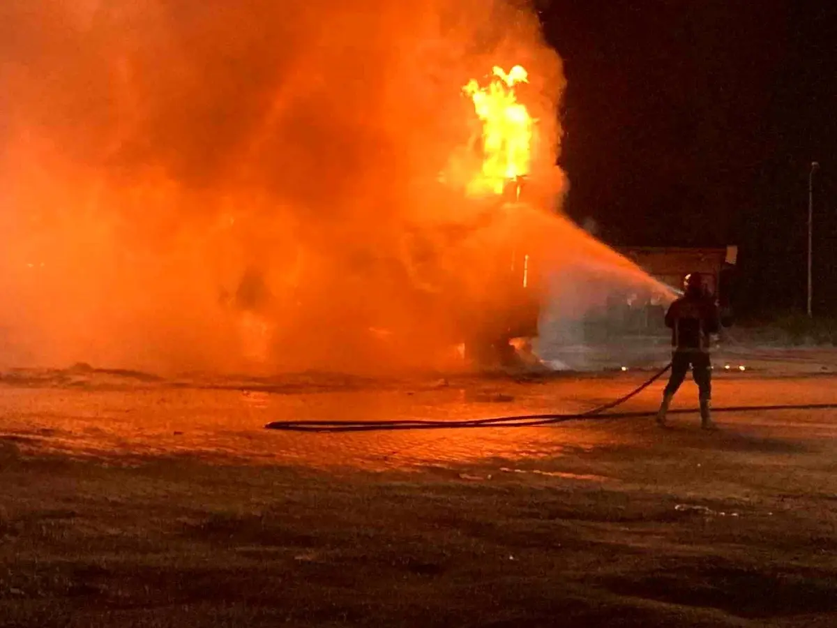 Sakarya'da çocuk bezi yüklü tır alev aldı