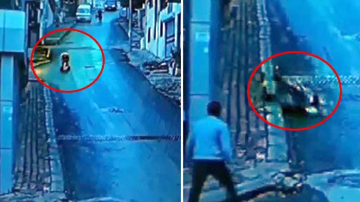 Annenin bir anlık hatası az kalsın pahalıya patlıyordu! Yokuş aşağı kayan bebek arabası kaldırıma çarpıp yola savruldu