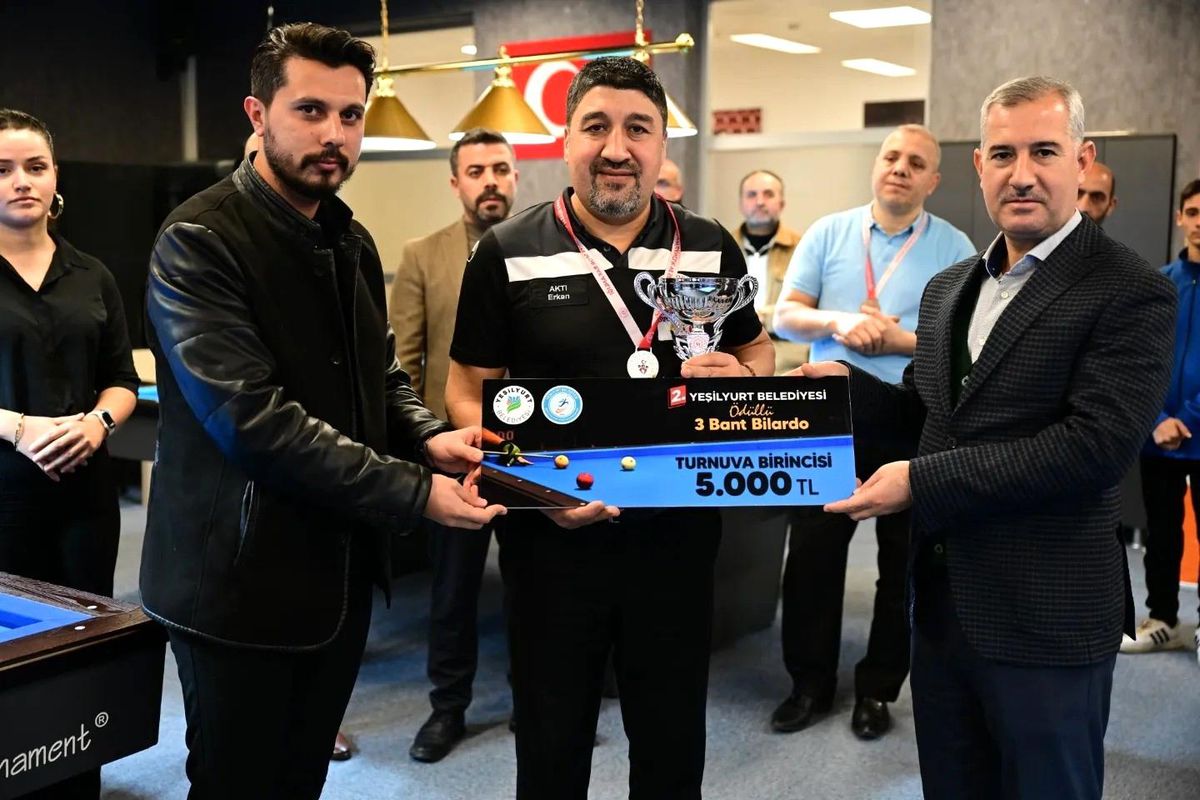 Yeşilyurt Belediyesi 2.Ödüllü 3 Bant Bilardo Turnuvası Tamamlandı
