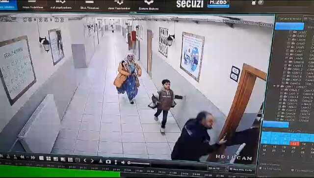 Zorla okula girmek isteyen veli hamile öğretmene saldırdı! O anlar güvenlik kamerasında