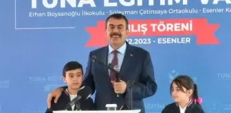Milli Eğitim Bakanı Yusuf Tekin, Esenler Tuna Eğitim Vadisi'nin açılışında belediyelerin kaynak sorununa dikkat çekti