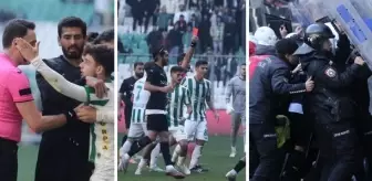 Bursaspor-Diyarbekirspor maçını karıştıran hareket! Tekmeler ve kartlar havada uçuştu