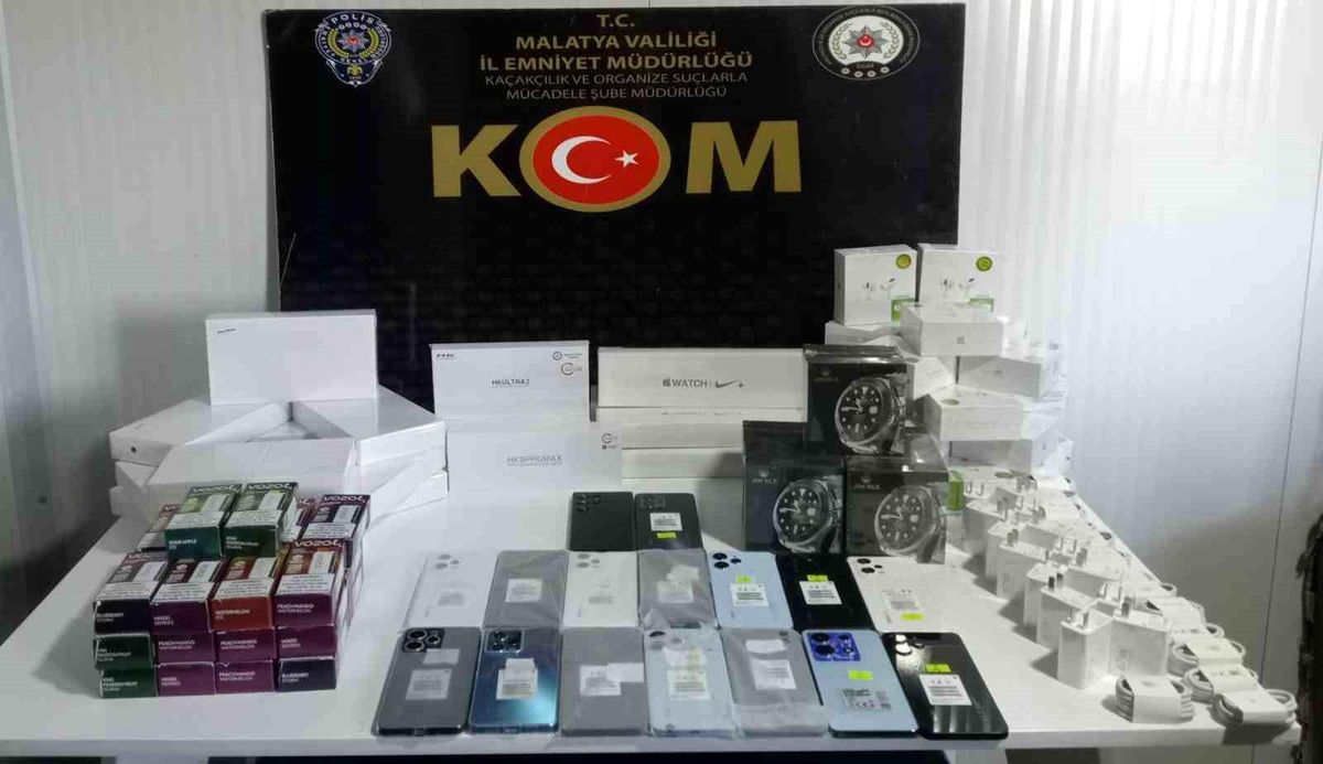 Malatya'da Kaçakçılık Operasyonunda Ele Geçirilen Ürünler