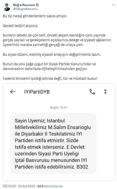 İYİ Parti'de SMS krizi! Üyelere gönderilen 'istifa' mesajı ortalığı fena karıştırdı