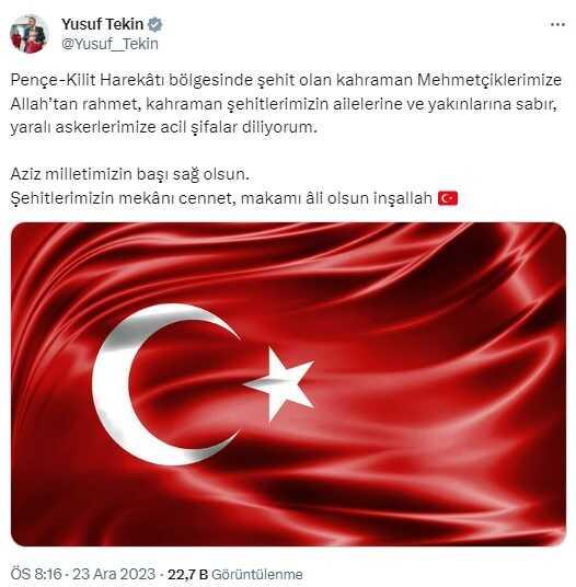Kuzey Irak'ta şehit düşen 6 askerimiz için siyasilerden taziye mesajları Kuzey Irak'ta şehit düşen 6 askerimiz için siyasilerden taziye mesajları