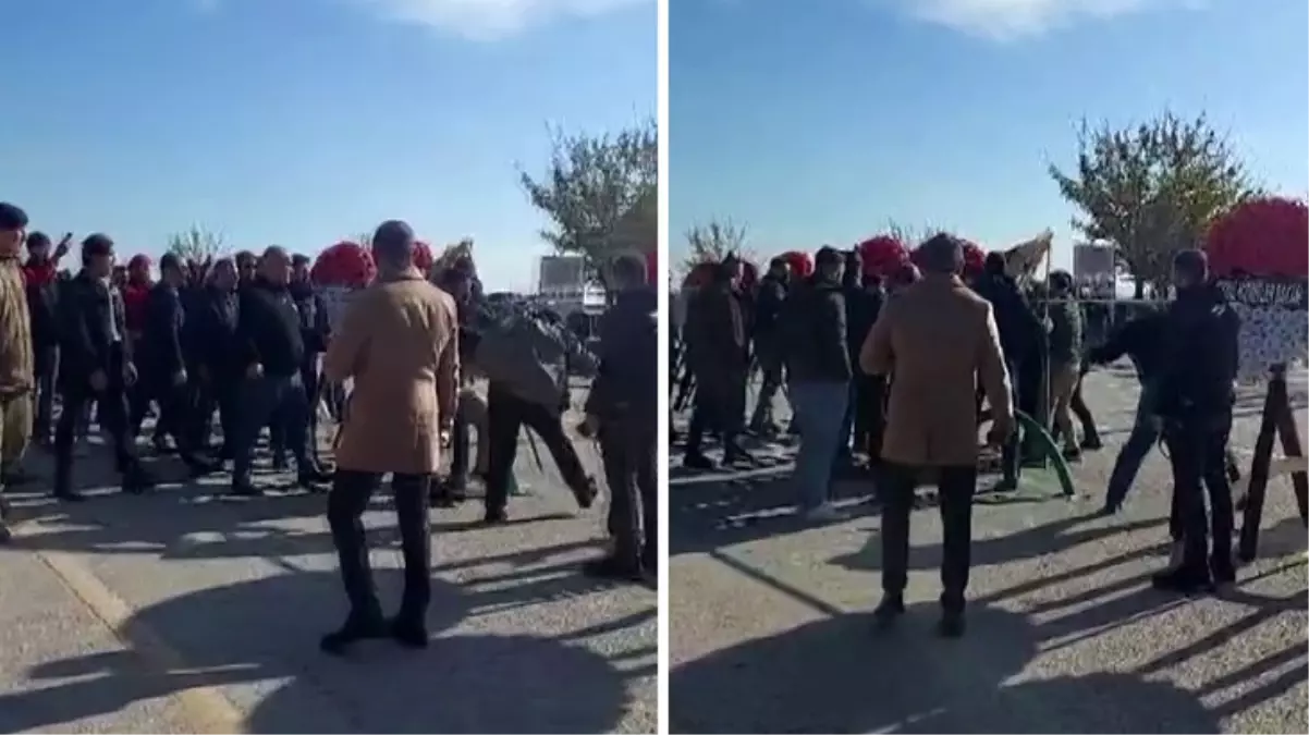 Şehit cenazesinde CHP lideri Özel'in gönderdiği çelenk parçalandı