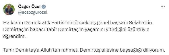 Selahattin Demirtaş'ın babası Tahir Demirtaş hayatını kaybetti