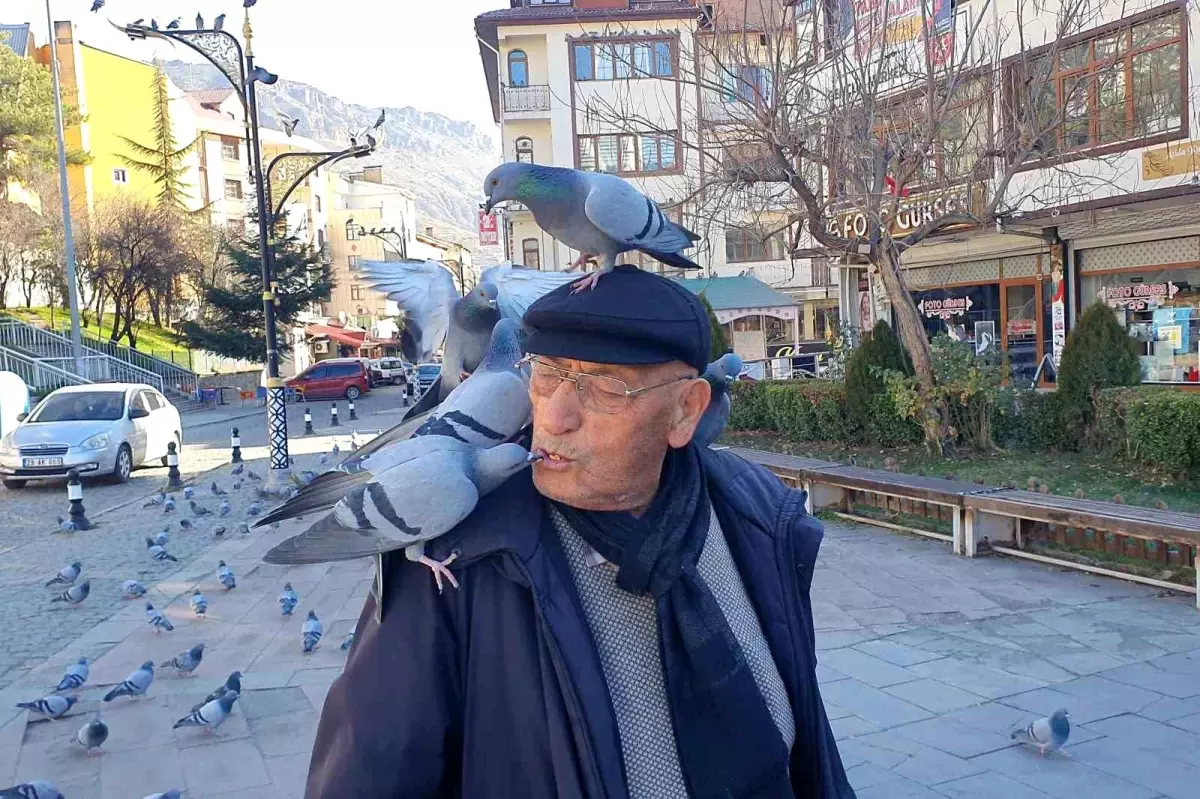 85 Yaşındaki Kadir Ay, Güvercinlere Leblebi Veriyor