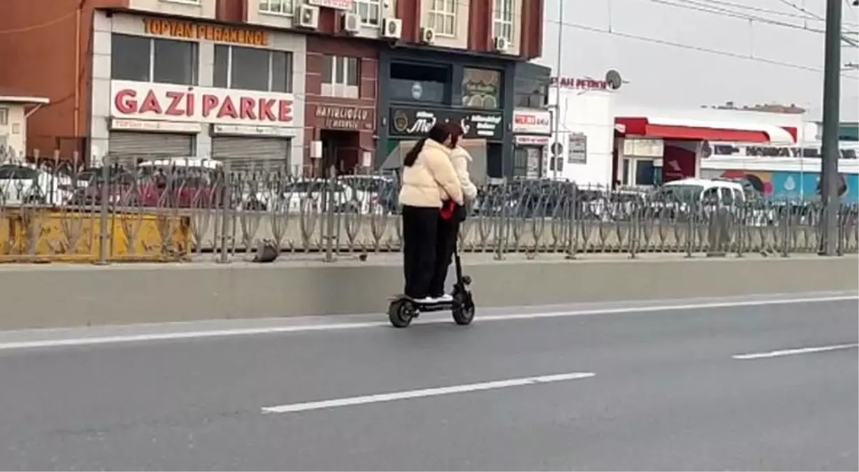 Sultangazi'de Tehlikeli Elektrikli Scooter Yolculuğu