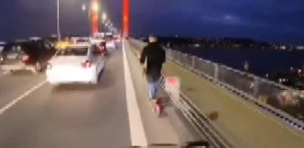 15 Temmuz Şehitler Köprüsü'nde skuterle yasakları hiçe sayan sürücü