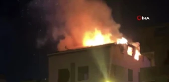 Ataşehir'de metruk binanın çatısı alev alev yandı