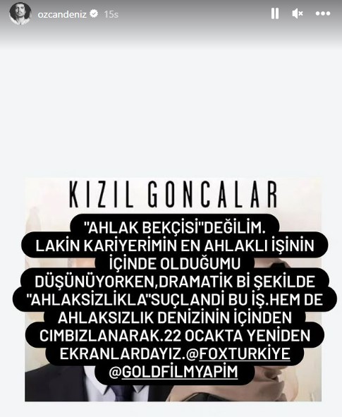 Kızıl Goncalar dizisi RTÜK cezasından dolayı yayınlanmayan Özcan Deniz isyan etti: Kariyerimin en ahlaklı işi