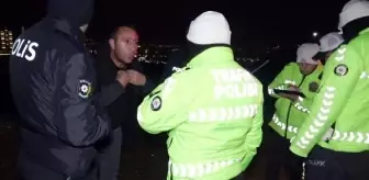 Erzurum'da alkollü sürücü polislere itiraz etti