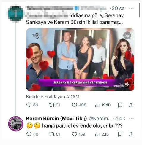 Kerem Bürsin, Serenay Sarıkaya ile barıştığı söylentisini yalanladı