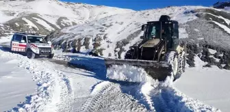 Kar ve tipi nedeniyle yolu kapanan mahallede rahatsızlanan kadın hastaneye kaldırıldı