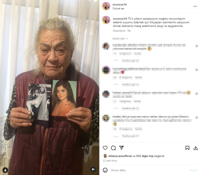 'Bayan Bacak' lakaplı Yeşilçam sanatçısı Serpil Örümcer, faturalarını ödeyebilmek için eski fotoğraflarını satıyor