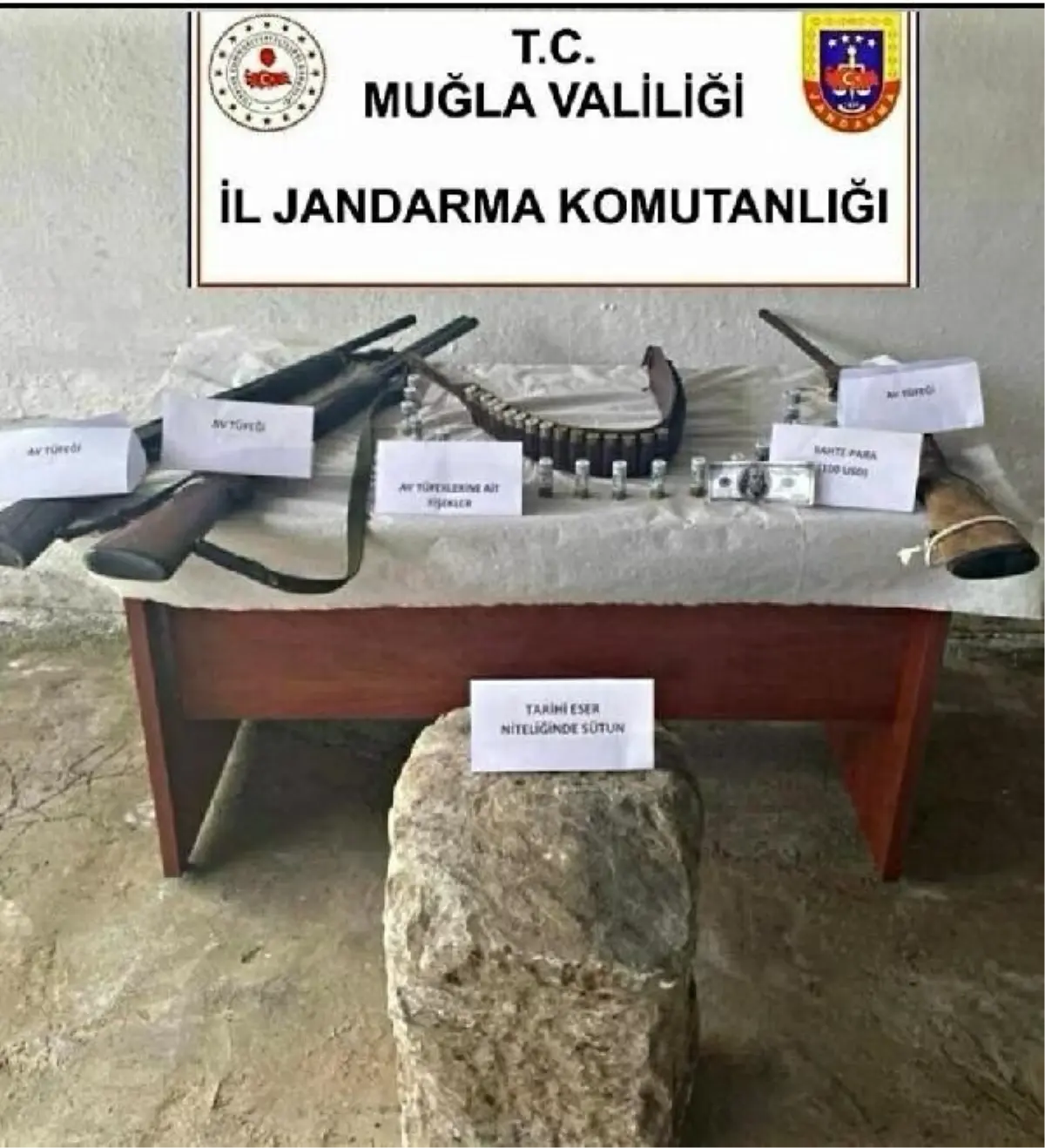 Muğla'da Roma dönemine ait sütun ele geçirildi, 1 şüpheli gözaltına alındı