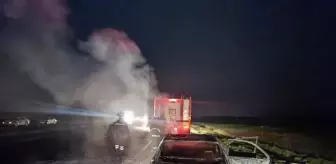 Nusaybin'de seyir halindeki otomobil alev aldı