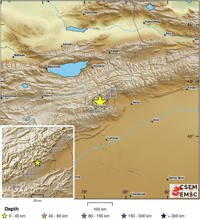 Kırgızistan'da merkez üssü Kızıl-Su olan 7,0 büyüklüğünde deprem meydana geldi