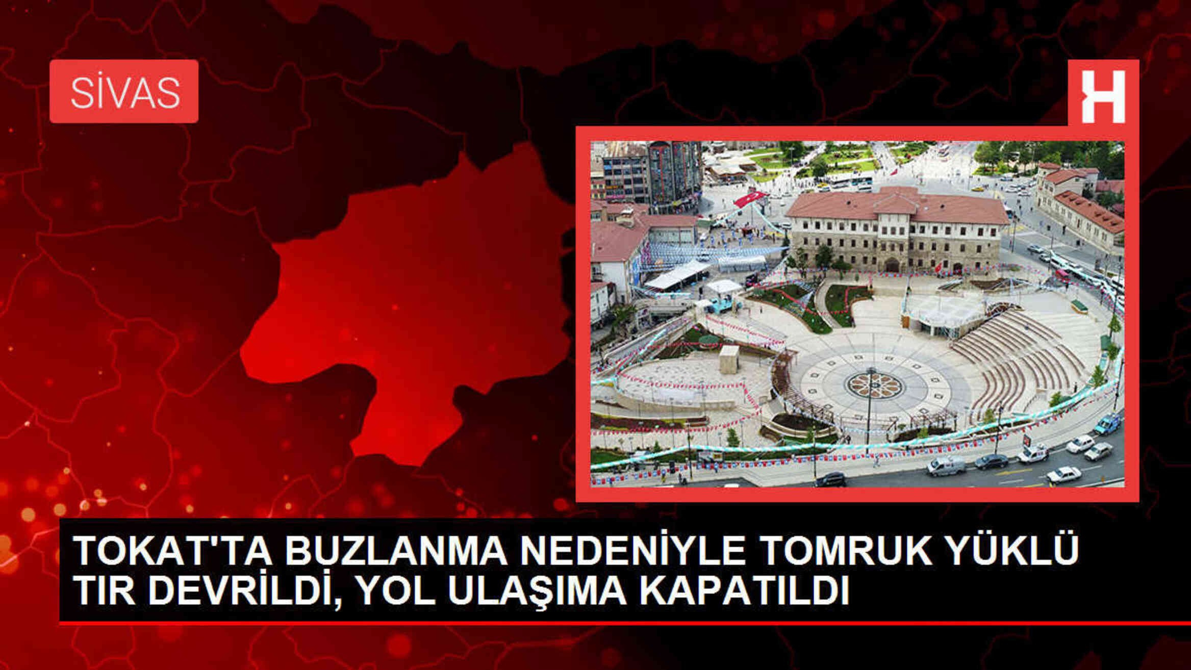 Tokat'ta Kar Yağışı Nedeniyle TIR Devrildi