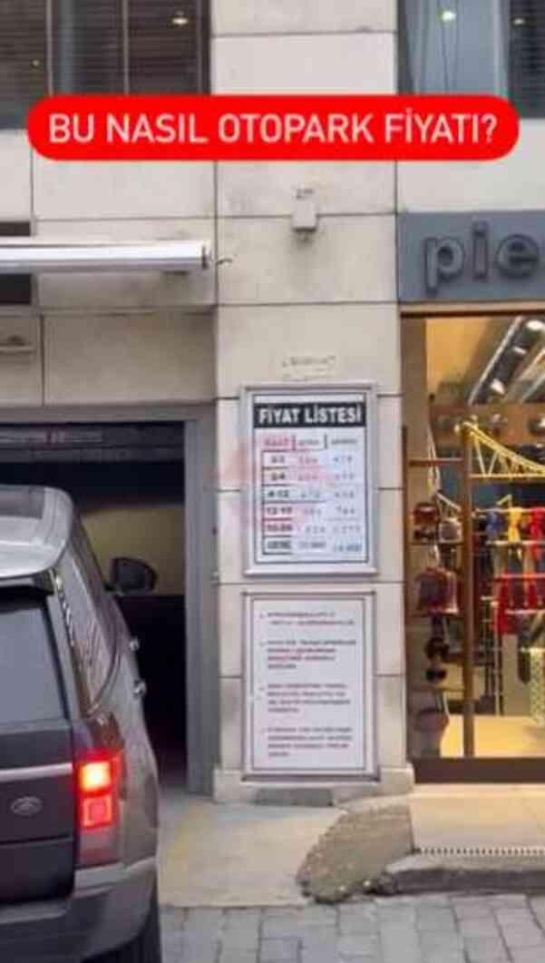 İstanbul'da özel bir otoparkta bir saatlik ücretin 340 TL olması tepki çekti