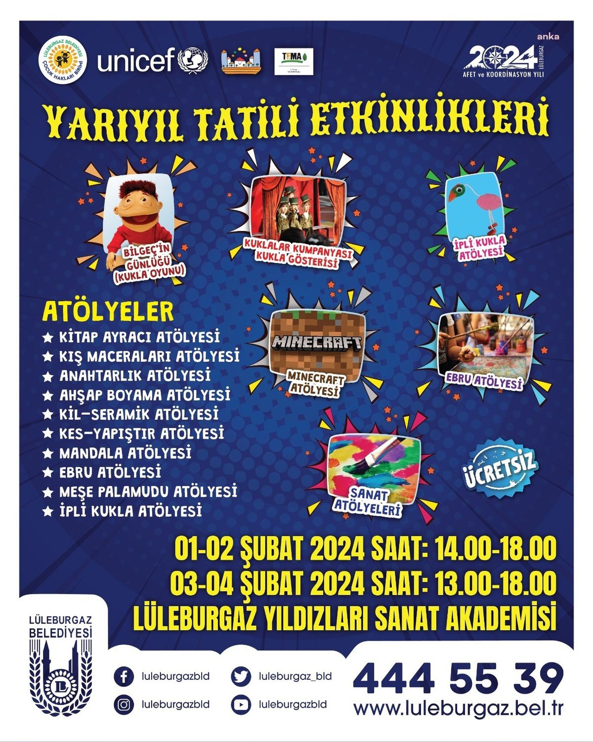 Lüleburgaz Belediyesi Yarıyıl Tatili Etkinlikleri Başlıyor