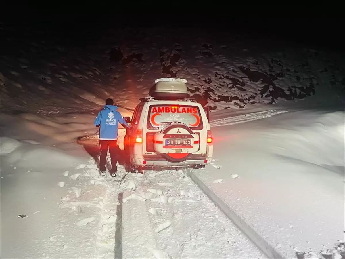 Yüksekova'da kardan kapanan köyde rahatsızlanan kadın hastaya ulaşıldı