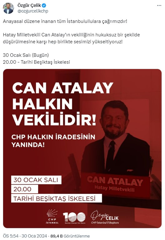 Can Atalay'ın vekilliğinin düşürülmesinin ardından TİP ve CHP'den eylem çağrısı