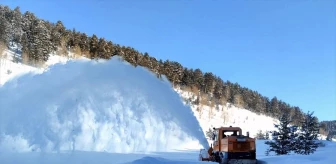 Kars'ın Sarıkamış ilçesinde karla mücadele çalışmaları devam ediyor