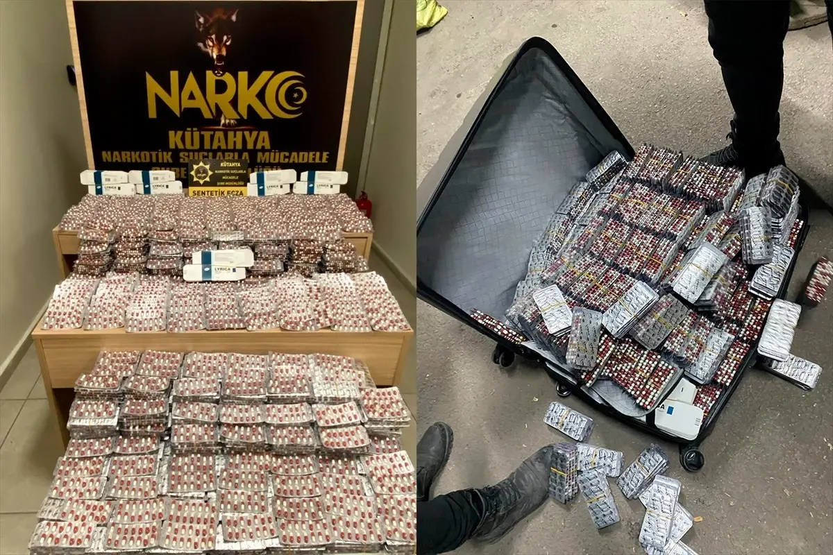 K�tahya'da Valizinde 26 Bin 768 Sentetik Ecza Hap Ele Ge�irilen Yolcu Otob�s�nde ��pheli G�zalt�na Al�nd�