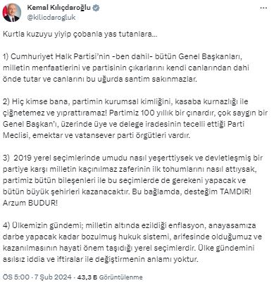 Kemal Kılıçdaroğlu: Gündemi asılsız iddia ve iftiralarla değiştirmenin anlamı yok