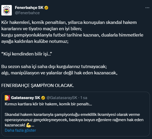Ezeli rakipler birbirine girdi! Galatasaray'ın paylaşımına Fenerbahçe'den jet yanıt