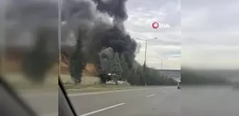 Test sürüşündeki otobüs alev alev yandı