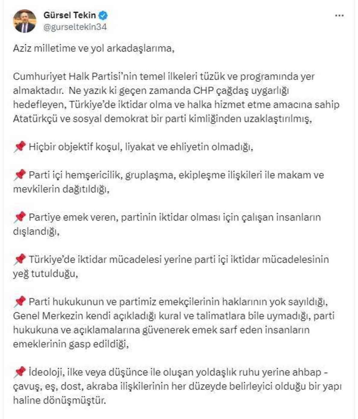 CHP'de ipler geriliyor! Gürsel Tekin partiden istifa mı etti?