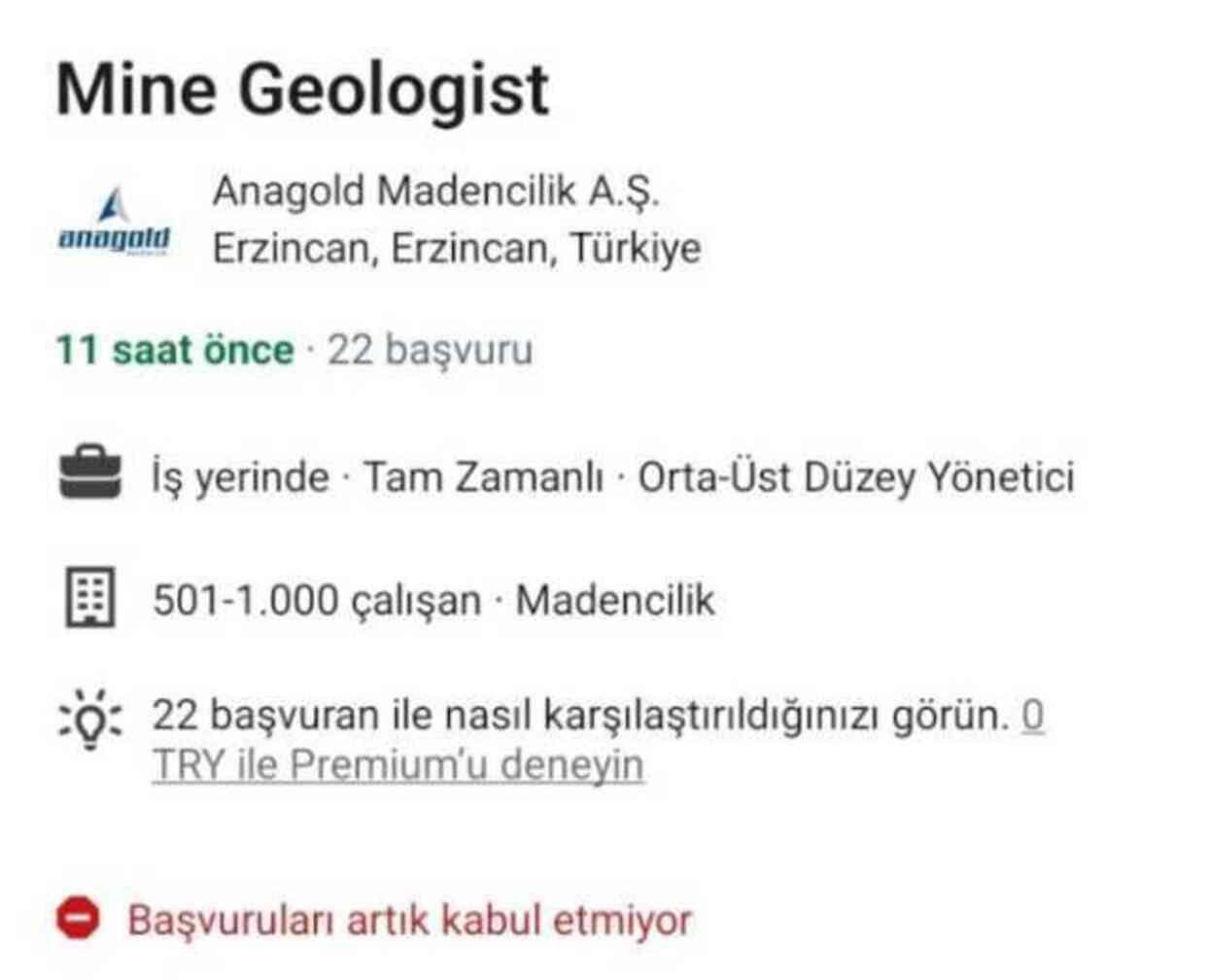 Erzincan'da toprak altındaki işçiler aranırken Anagold firması iş ilanı yayınladı Erzincan'da toprak altındaki işçiler aranırken Anagold firması iş ilanı yayınladı