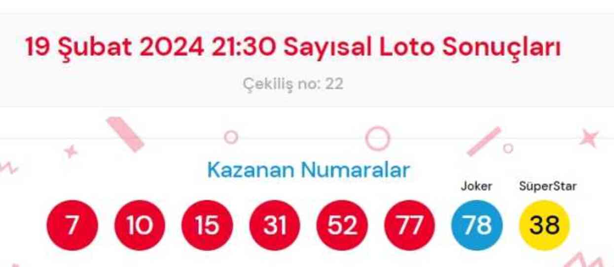 19 Şubat 2024 Sayısal Loto çekiliş sonuçları açıklandı! Sayısal Loto sonuçları saat kaçta açıklanacak? Sayısal Loto CANLI izle! 19 Şubat 2024 Sayısal Loto çekiliş sonuçları açıklandı! Sayısal Loto sonuçları saat kaçta açıklanacak? Sayısal Loto CANLI izle!