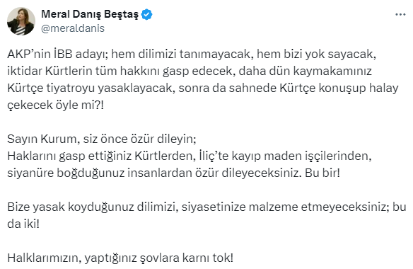 DEM Partili Beştaş'tan Kürtçe konuşup halay çeken Murat Kurum'a tepki: Siz önce özür dileyin