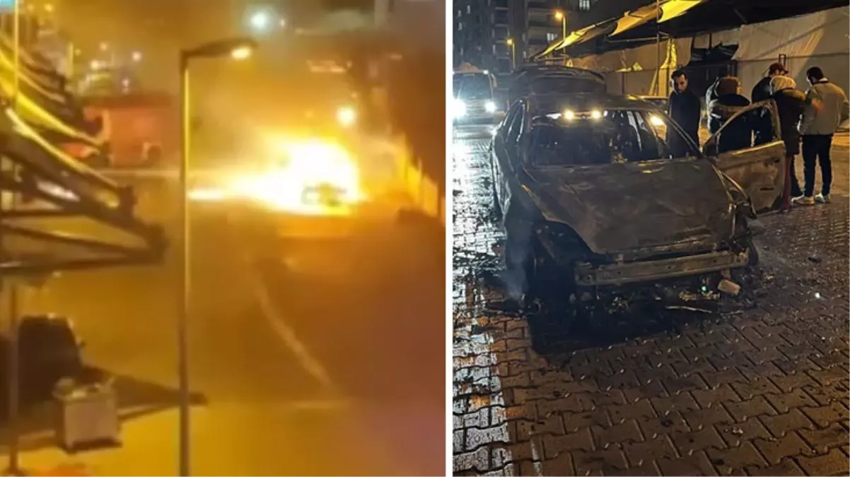 Alev alev yanan otomobilde patlamalar yaşandı