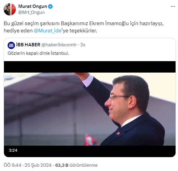 Akşener'in eski basın danışmanı Murat İde, İmamoğlu için seçim şarkısı hazırladı