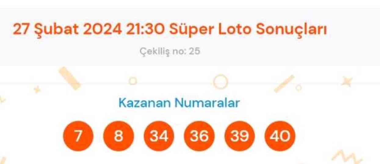 Süper Loto sonuçları açıklandı! 27 Şubat Süper Loto kazanan numaralar neler? Süper Loto sonuçlarına ne zaman, nereden bakılır? Süper Loto sonuçları açıklandı! 27 Şubat Süper Loto kazanan numaralar neler? Süper Loto sonuçlarına ne zaman, nereden bakılır?
