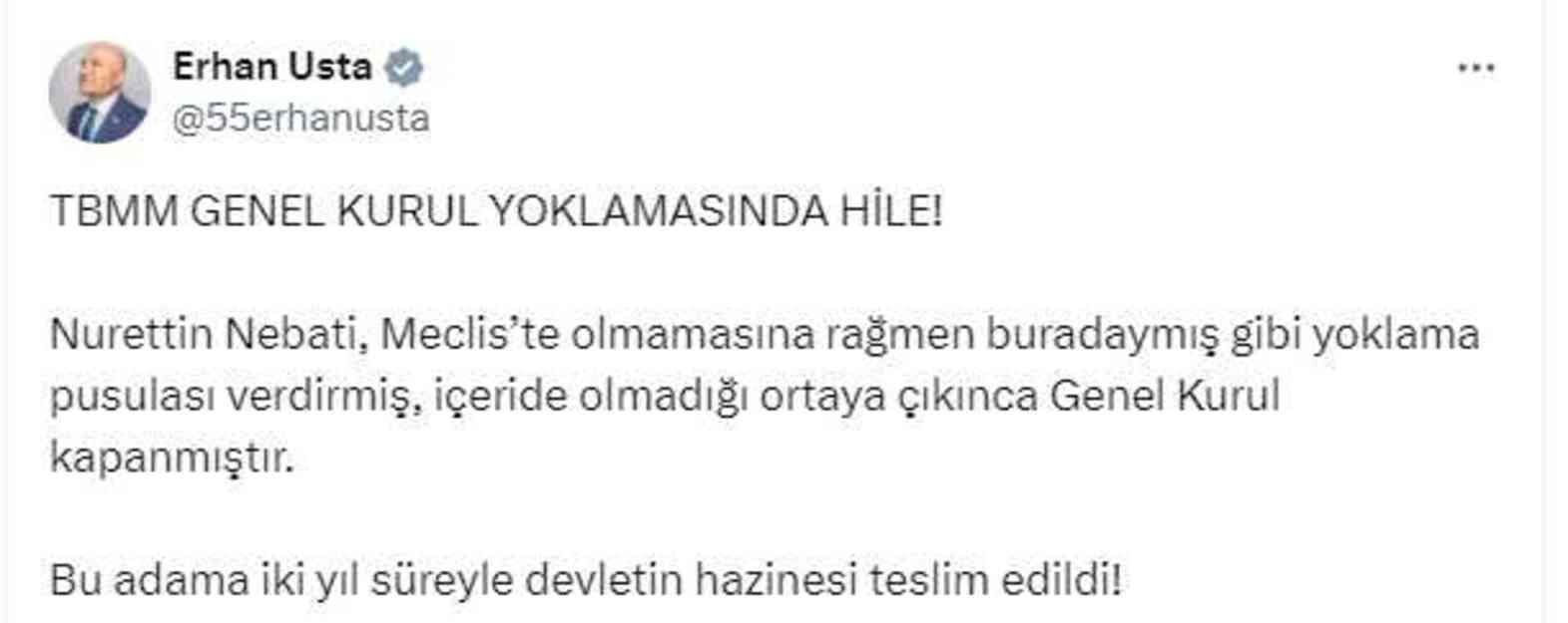 TBMM'de olmadığı halde Nureddin Nebati'nin yerine yoklama pusulası verildiği ortaya çıktı, Meclis kapandı TBMM'de olmadığı halde Nureddin Nebati'nin yerine yoklama pusulası verildiği ortaya çıktı, Meclis kapandı