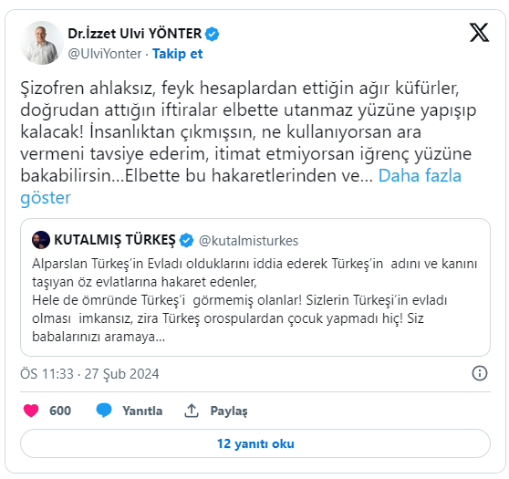 Alparslan Türkeş'in oğlu Kutalmış Türkeş'in hakaretlerine MHP ve Ülkü Ocakları'dan aynı sertlikte yanıt