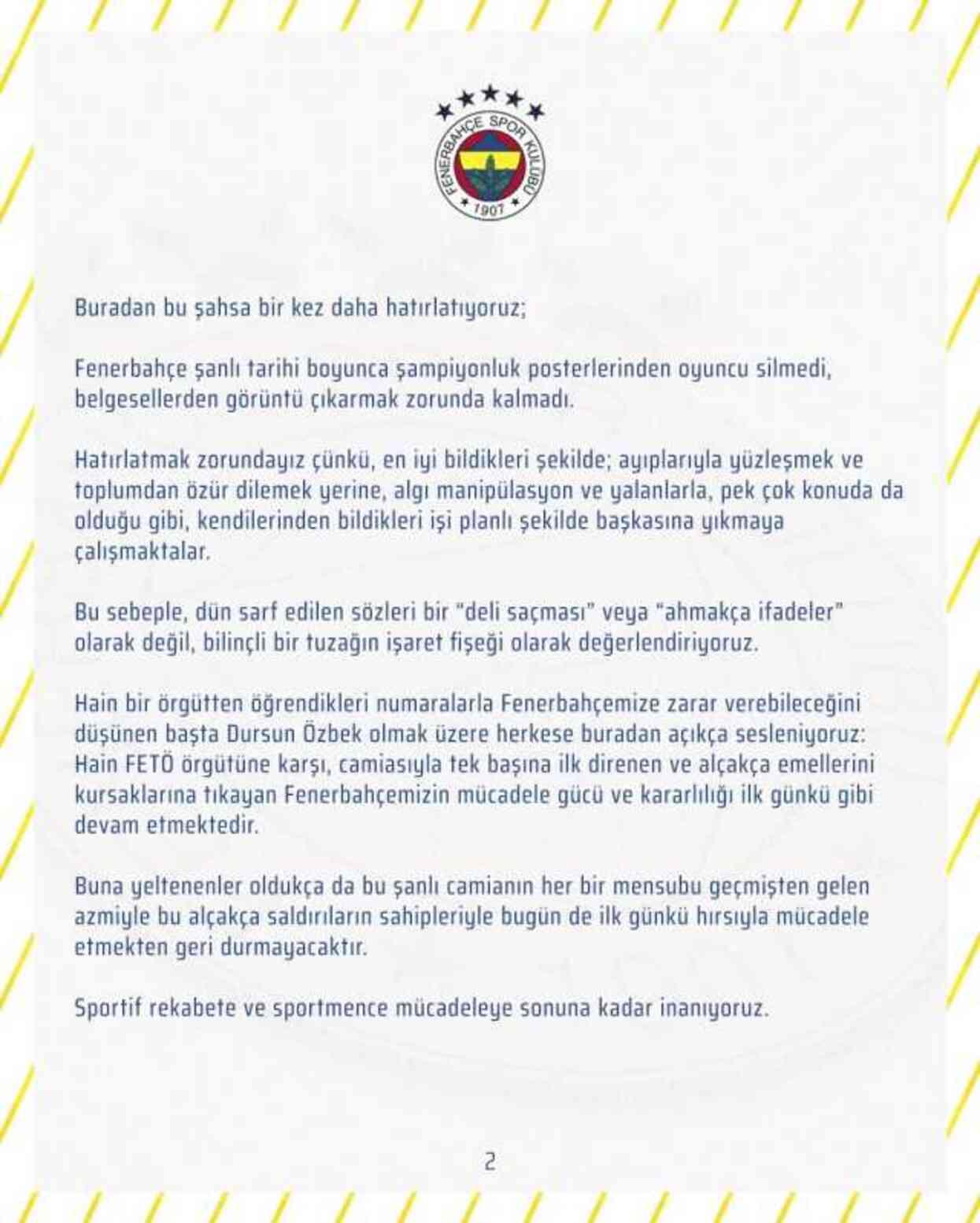 Ortalık iyice karışacak! Fenerbahçe Dursun Özbek'e aynı sertlikte cevap verip suç duyurusunda bulundu