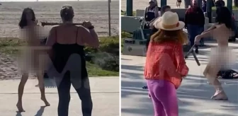 Plajda çıplak gezen kadına çivili sopayla saldırdı